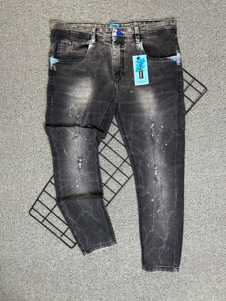 Calça Jeans Jogador Preta/Cinza
